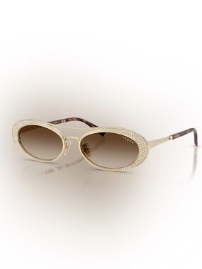 Vogue Gold Oval Sunglasses with Brown Gradient Lenses